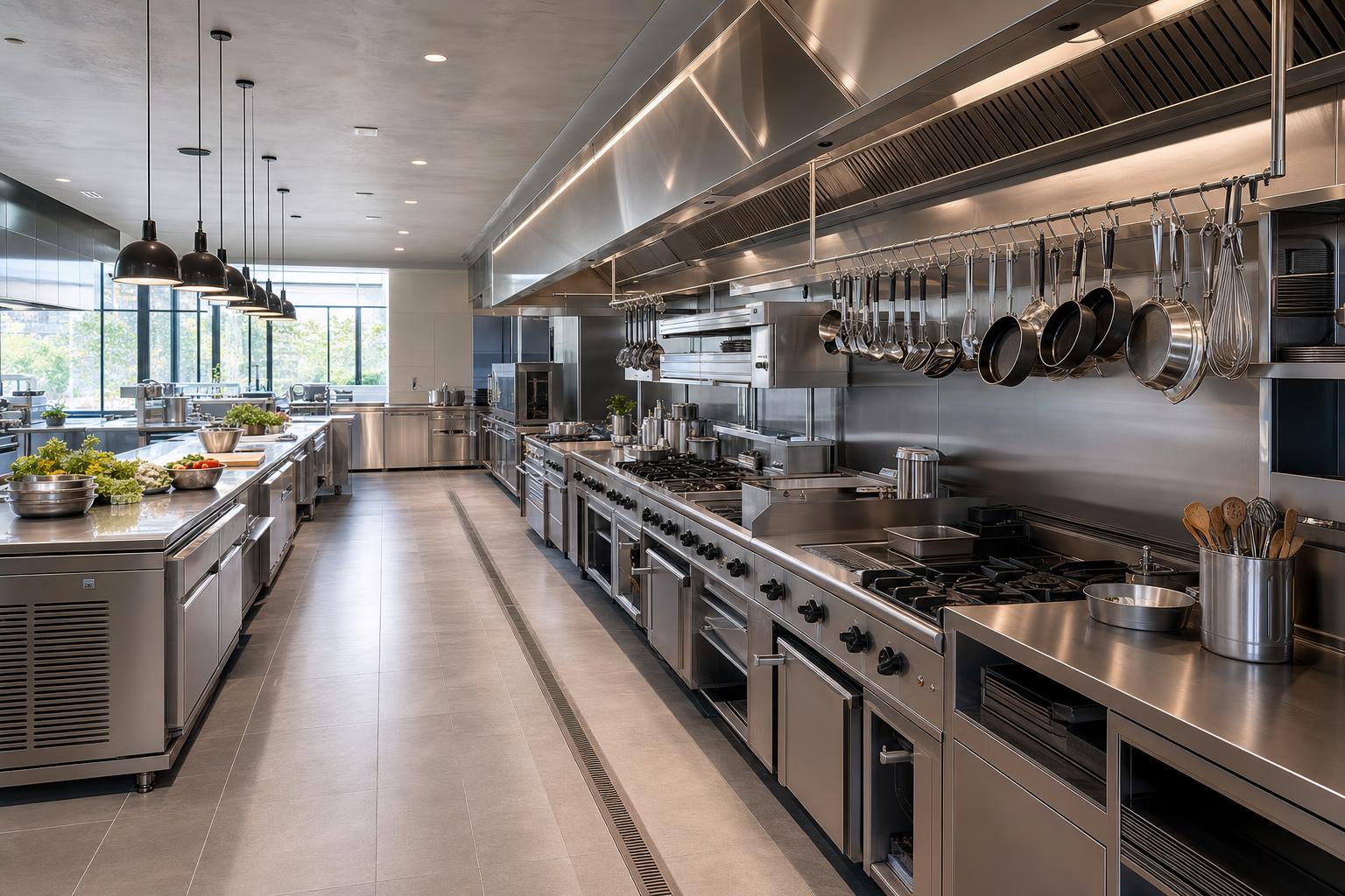 Cocina industrial profesional de acero inoxidable — proyecto Equipar